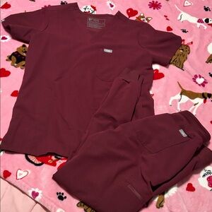 Figs Burgundy XS scrub set